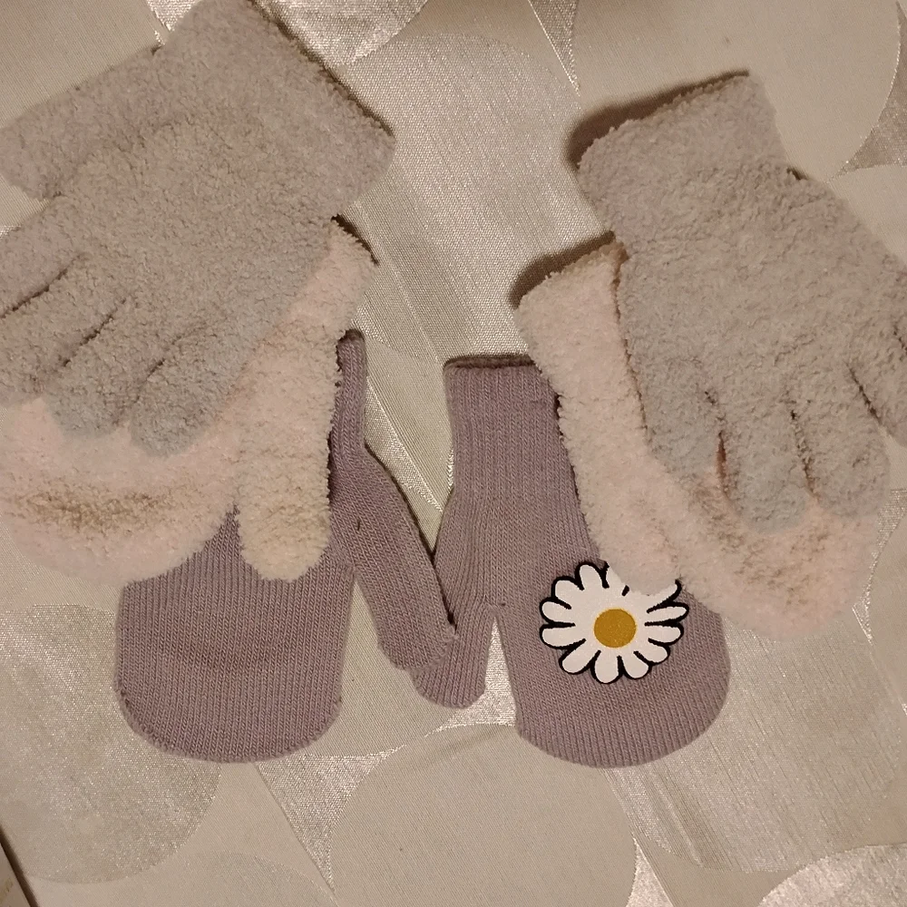 Kids' Cozy Gloves and Mittens Set - Gray and Purple